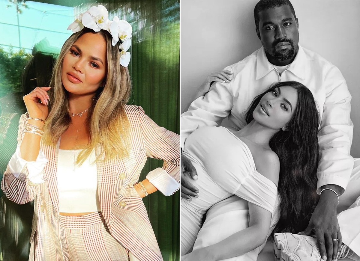 Chrissy Teigen, Kim Kardashian e Kanye West (Foto: Reprodução / Instagram)