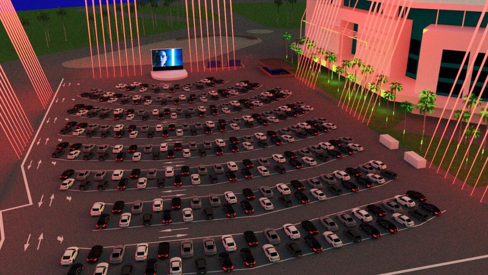 Projeção de como deve ficar o cinema dirve-in do Rio — Foto: Reprodução