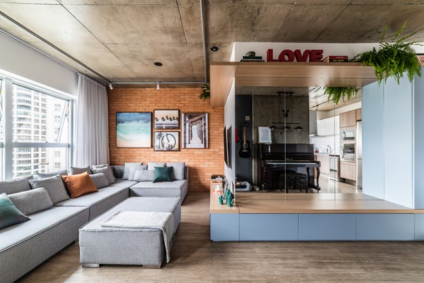 72 m² com décor jovem, funcional e toques industriais  (Foto: Guilherme Pucci )