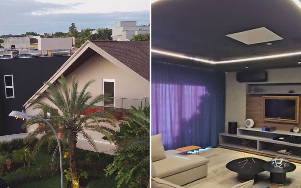 Casa de luxo onde morava o Vini Wizard, em Anápolis, Goiás — Foto: Reprodução/TV Anhanguera