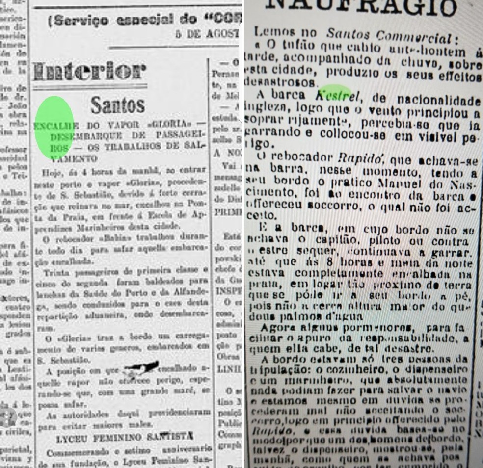 Informações de jornais da época ajudam nas investigações em Santos, SP (Foto: Reprodução)