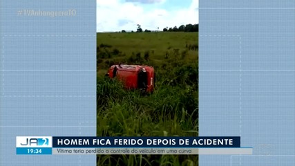 Homem fica ferido após capotar carro em curva da TO-335, em Colinas
