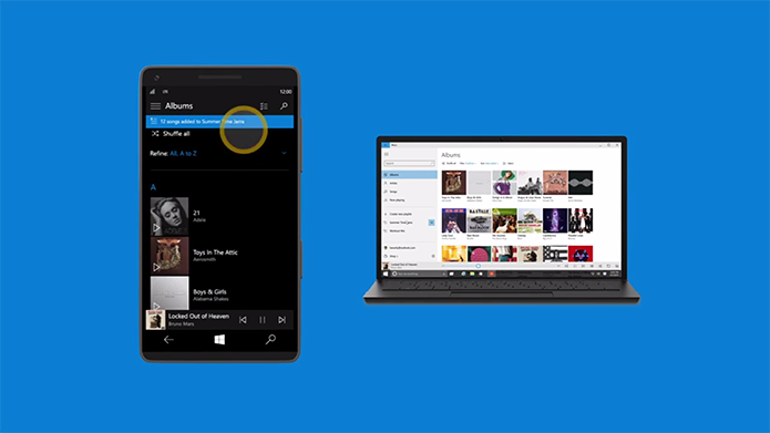 Xbox Music tamb?m ser? compartilhado entre Windows 10 de computadores e smartphones (Foto: Reprodu??o/Microsoft)