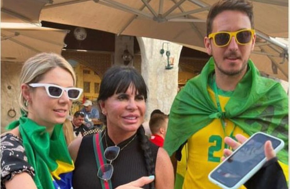 Gretchen está em Doha com o marido e vem sendo tietada por torcedores brasileiros