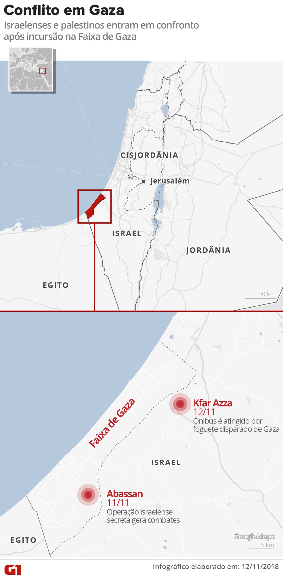 Mapa mostra conflito entre israelenses e palestinos — Foto: Igor Estrella/G1