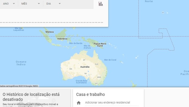 Google armazena os destinos visitados pelo usuário e plota mapa (Foto: Reprodução)