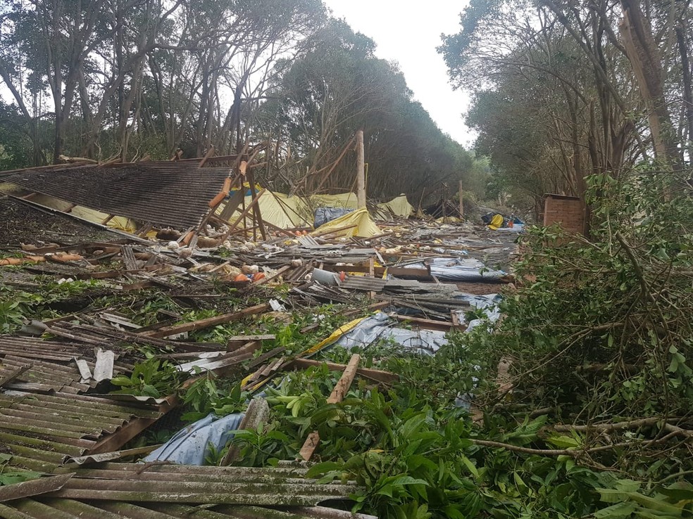 Chuva provocou estragos em ranchos e granjas de Tietê (SP — Foto: Douglas Belan/TV TEM