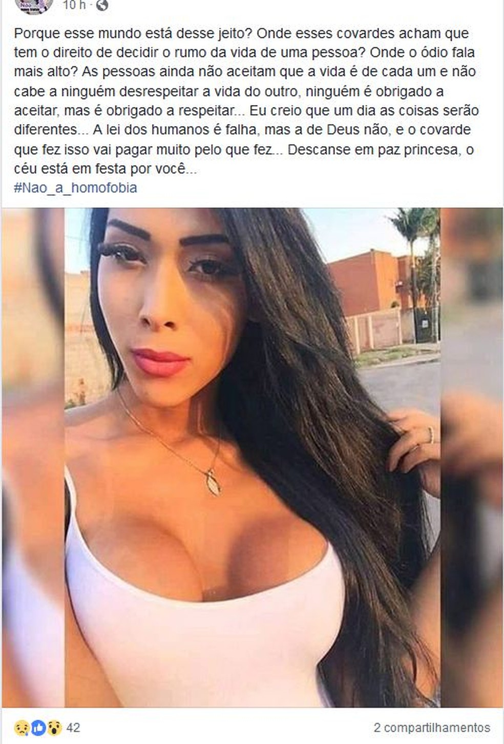Amigos questionam violÃªncia contra travesti de RO â€” Foto: Facebook/ReproduÃ§Ã£o