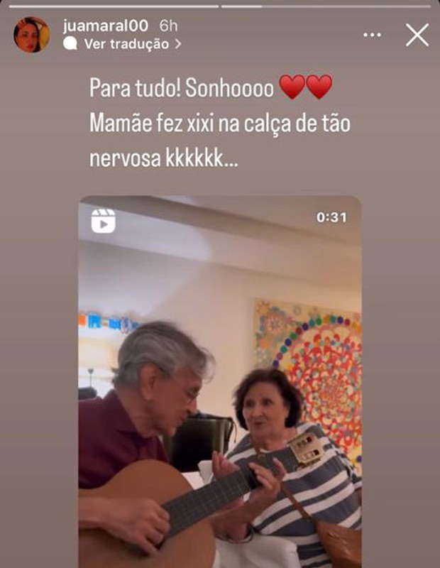 Ju Amaral registra dueto de Caetano Veloso e Déa Lúcia (Foto: Reprodução/Instagram)