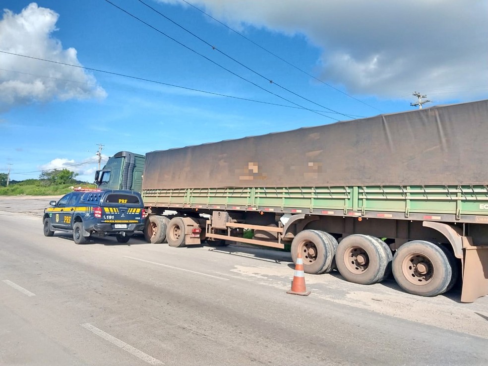 Caminhão apreendido pela PRF  — Foto: Polícia Rodoviária Federal/Divulgação