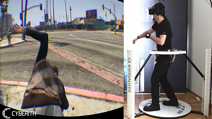 Jogadores visitam Los Santos de GTA 5 com a ajuda de periféricos de realidade virtual (Foto: Reprodução/YouTube)