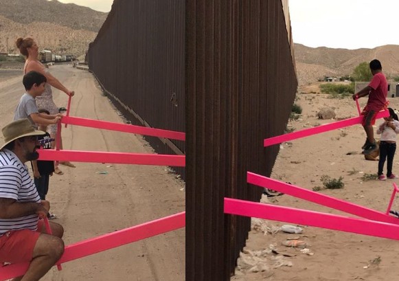 Projeto dos arquitetos instala gangorra em fronteira entre México e Estados Unidos (Foto: Reprodução/Instagram)