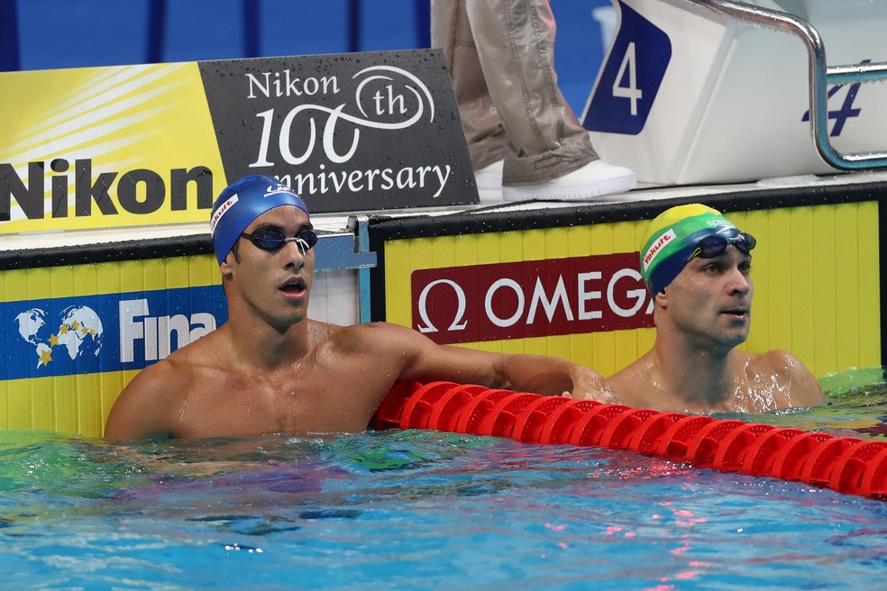 Nicholas Santos (direita) avançou à final do Mundial de natação (Foto: Satiro Sodré/SSPRESS/CBDA)