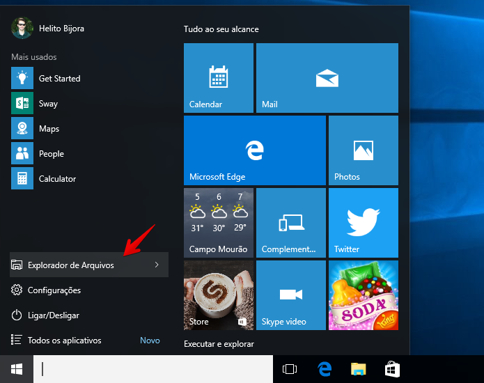 Abra o Windows Explorer (Foto: Reprodução/Helito Bijora) 
