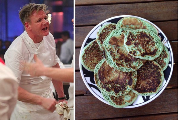 O apresentador Gordon Ramsay e um dos pratos avaliados por ele (Foto: Instagram)
