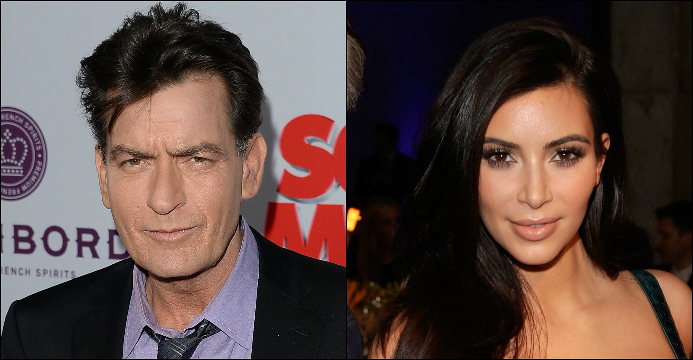 Charlie Sheen e Kim Kardashian. (Foto: Getty Images)
