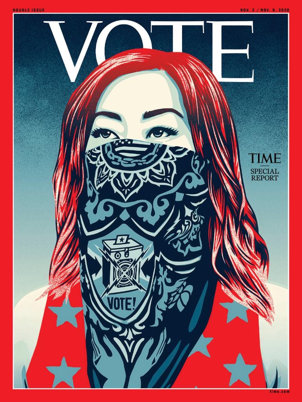 Revista "Time" mudou como seu nome aparece na capa pela primeira vez na história: "Vote" — Foto: Reprodução/Twitter/Time