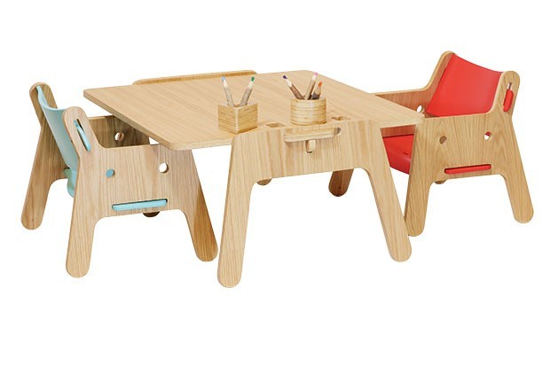 Noos, a partir de R$ 1.800 (kit com a mesa, uma cadeira e pés extensores). A mesa mede 78 x 70 x 37 cm e a cadeira, 45 x 40 x 43 cm (Foto: Divulgação)