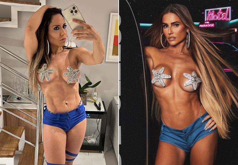 Mulher Melo se inspira em Deborah Secco e se fantasia de Bruna Surfistinha  Foto: Arquivo pessoal e Lucas Mennezes