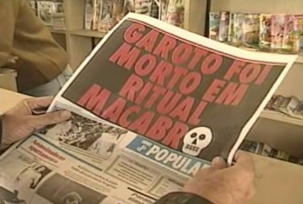 Jornal da época manchetando o Caso Evandro, em Guaratuba — Foto: Reprodução/RPC 