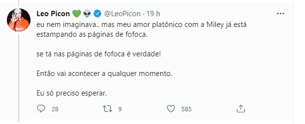 Leo Picon fala de crush em Miley Cyrus (Foto: Reprodução/Twitter)