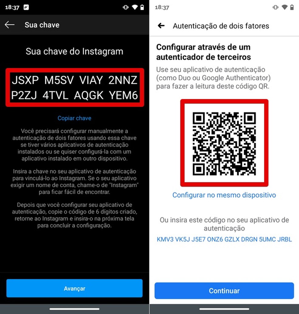 Configuração de verificação em duas etapas no Instagram e Facebook — Foto: Reprodução/Helito Beggiora