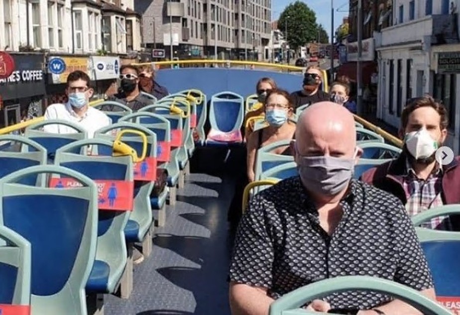 Ônibus da Snap, em Londres