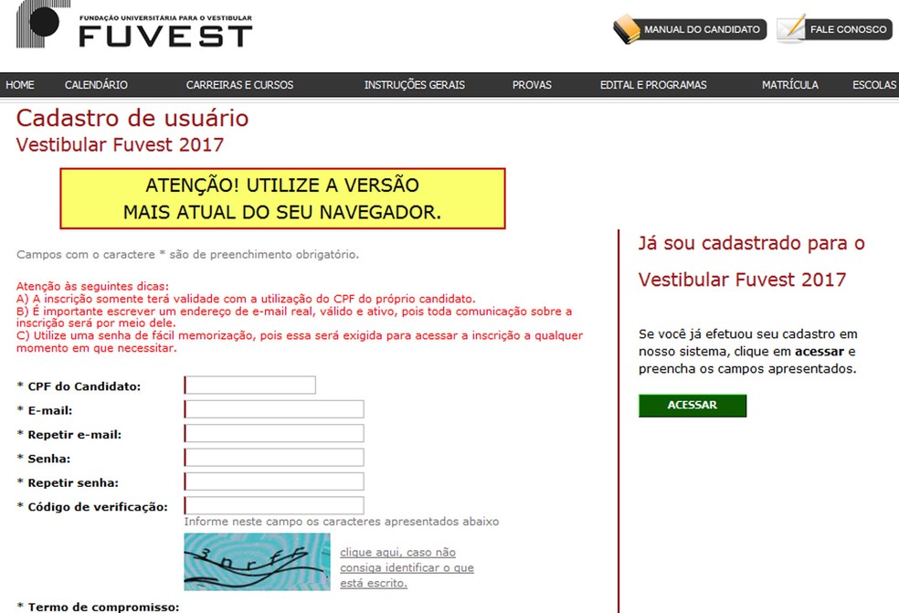 Fuvest 2017 Ja Esta Com As Inscricoes Abertas Educacao G1