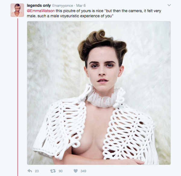 Uma fã de Beyoncé criticou a foto de Emma Watson (Foto: Twitter)