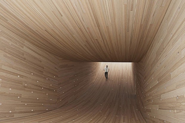 London Design Festival: instalação de madeira simula um sorriso (Foto: divulgação)