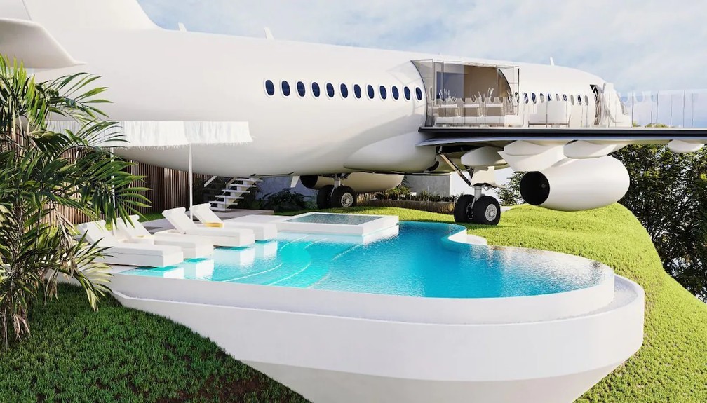 Homem 'transforma' Boeing 737 em hotel de luxo; diária custa R$ 36 mil — Foto: Reprodução/Expedia