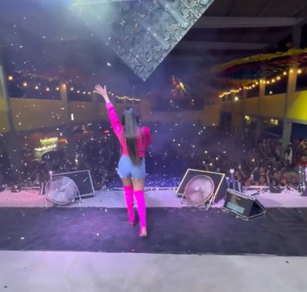 Danieze Santiago cantava no palco quando foi surpreendida com tiros no meio do público — Foto: Reprodução / Redes sociais