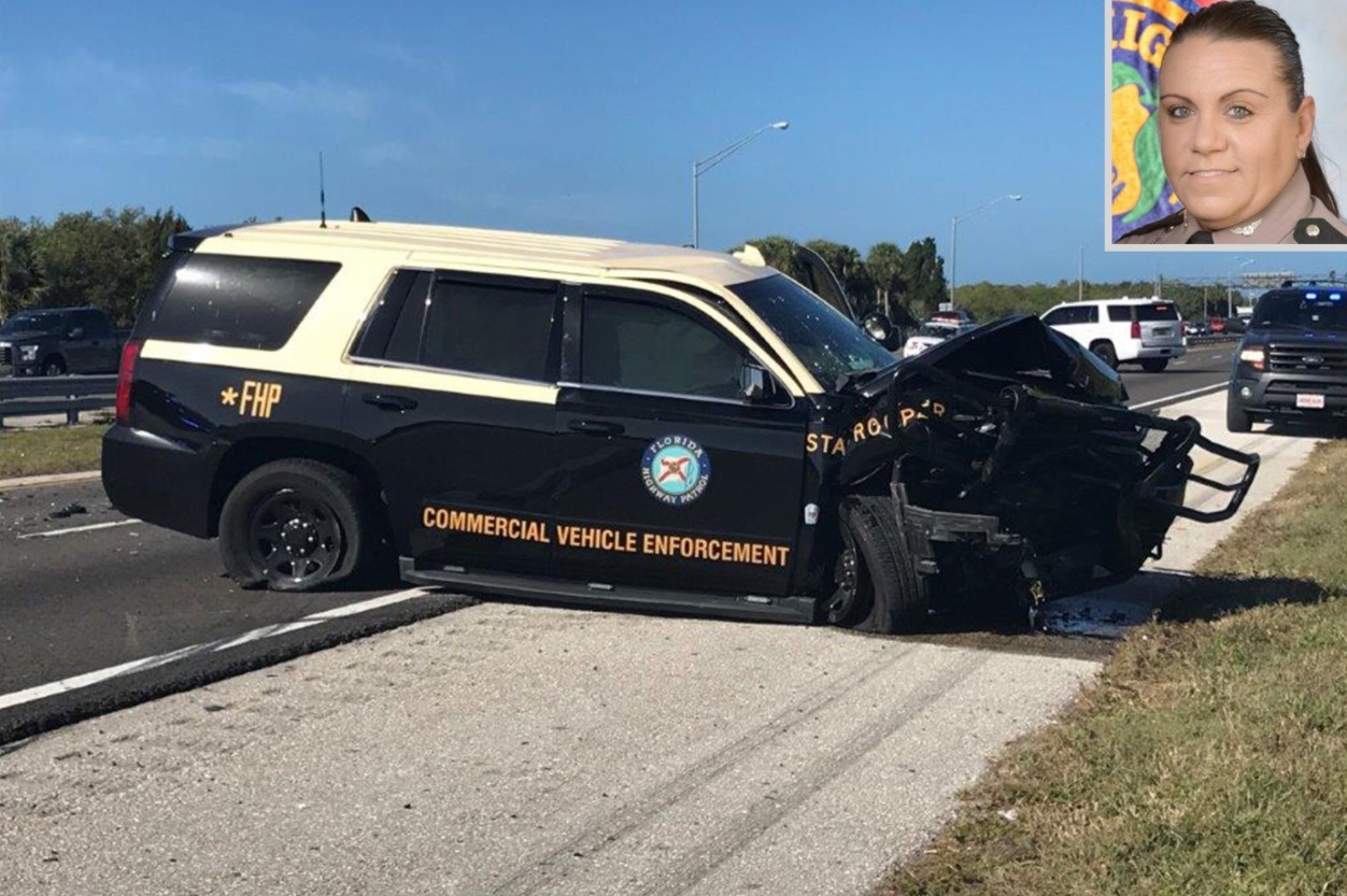 Policial provoca batida de carro com condutora bêbada para evitar tragédia (Foto: reprodução/People/ FLORIDA HIGHWAY PATROL)