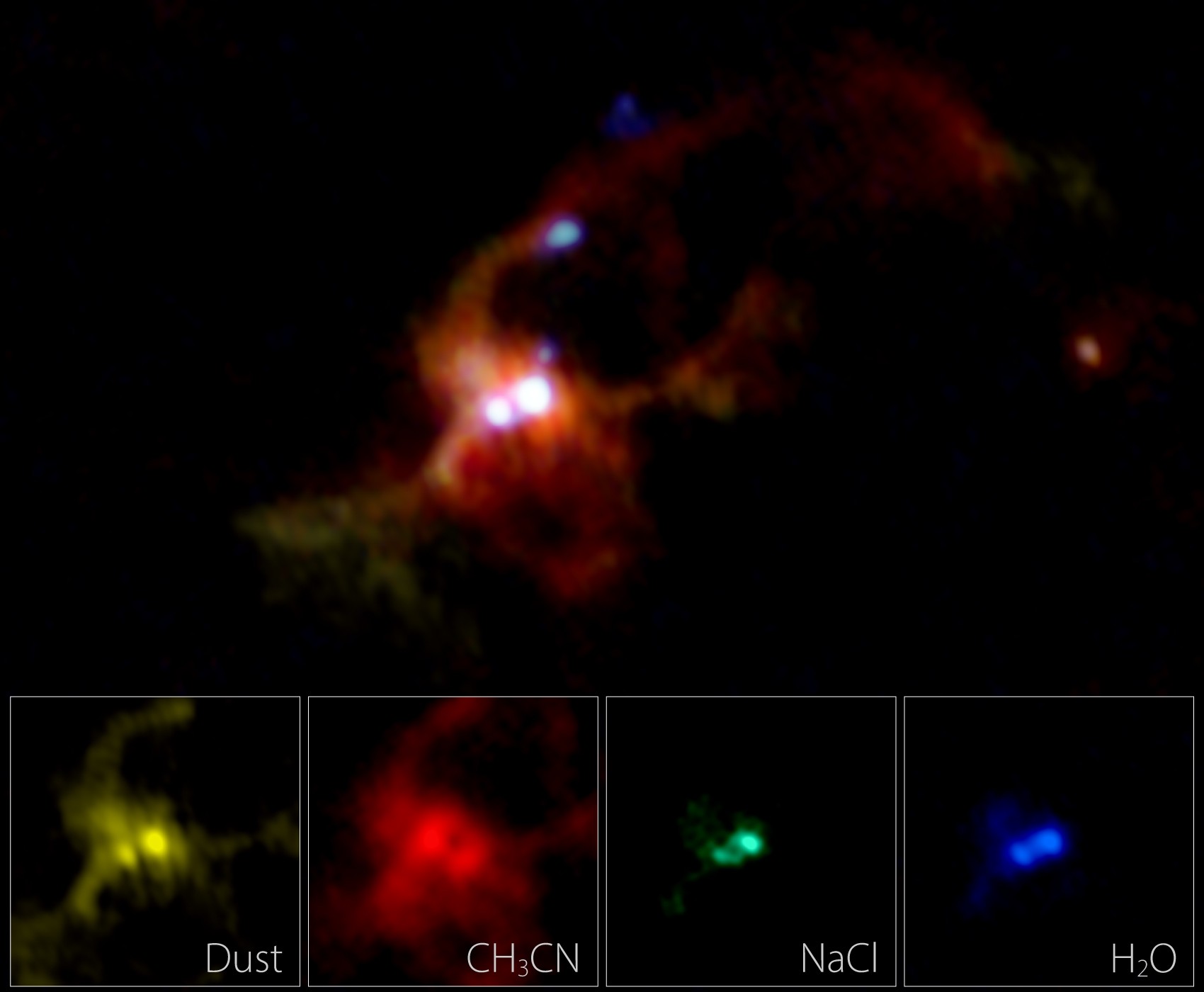 Encontrado par de estrelas massivas envolto por vapor de água salgada (Foto: ALMA (ESO/NAOJ/NRAO))