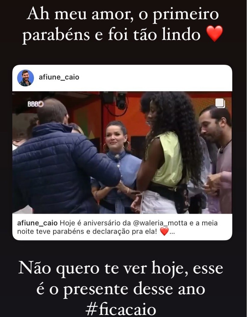 Waléria Mota, noiva de Caio do BBB21, torce pela permanência dele em reality show (Foto: Reprodução/Instagram)