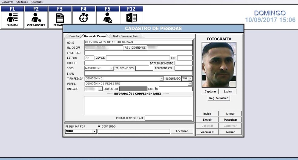G1 também obteve o registro que foi feito para que o policial tivesse livre acesso ao condomínio (Foto: G1/RN)
