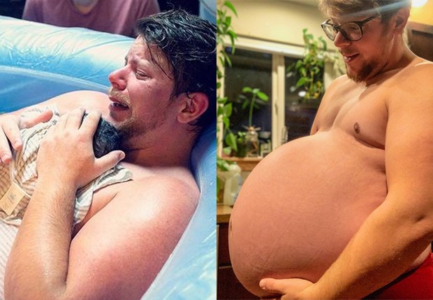 O influencer e pai trans Danny Wakefield, dá à luz (Foto: Erin (Latterell) Burk e Reprodução/Instagram)