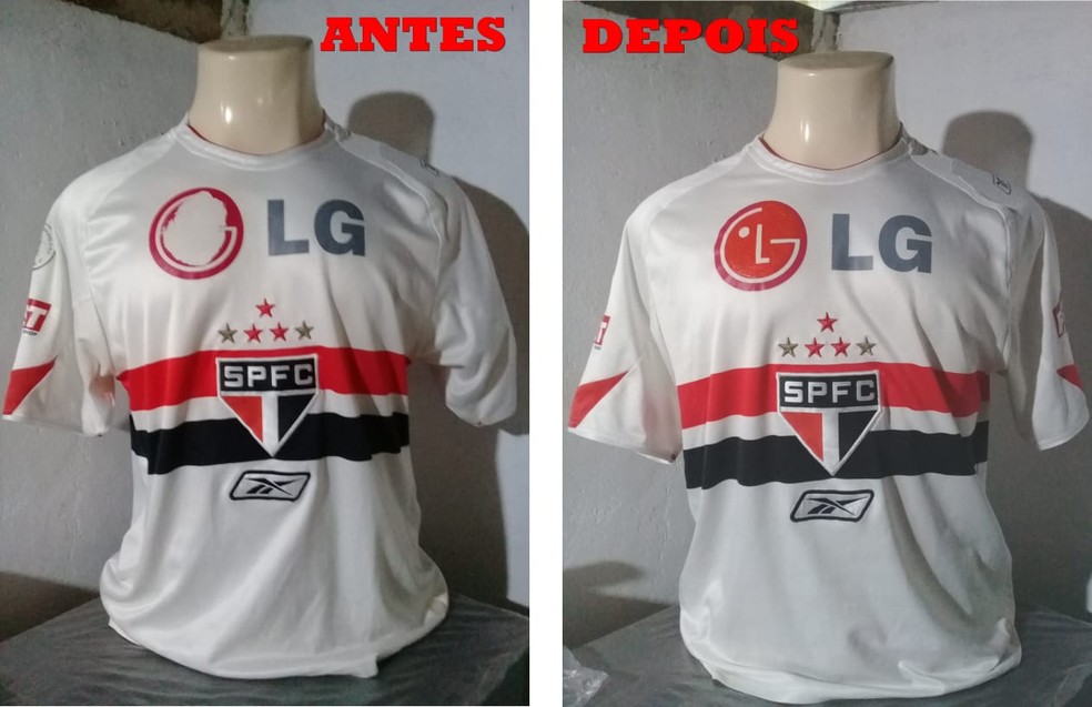 Camisa restaurada do São Paulo — Foto: Clodoaldo dos Santos/Arquivo pessoal
