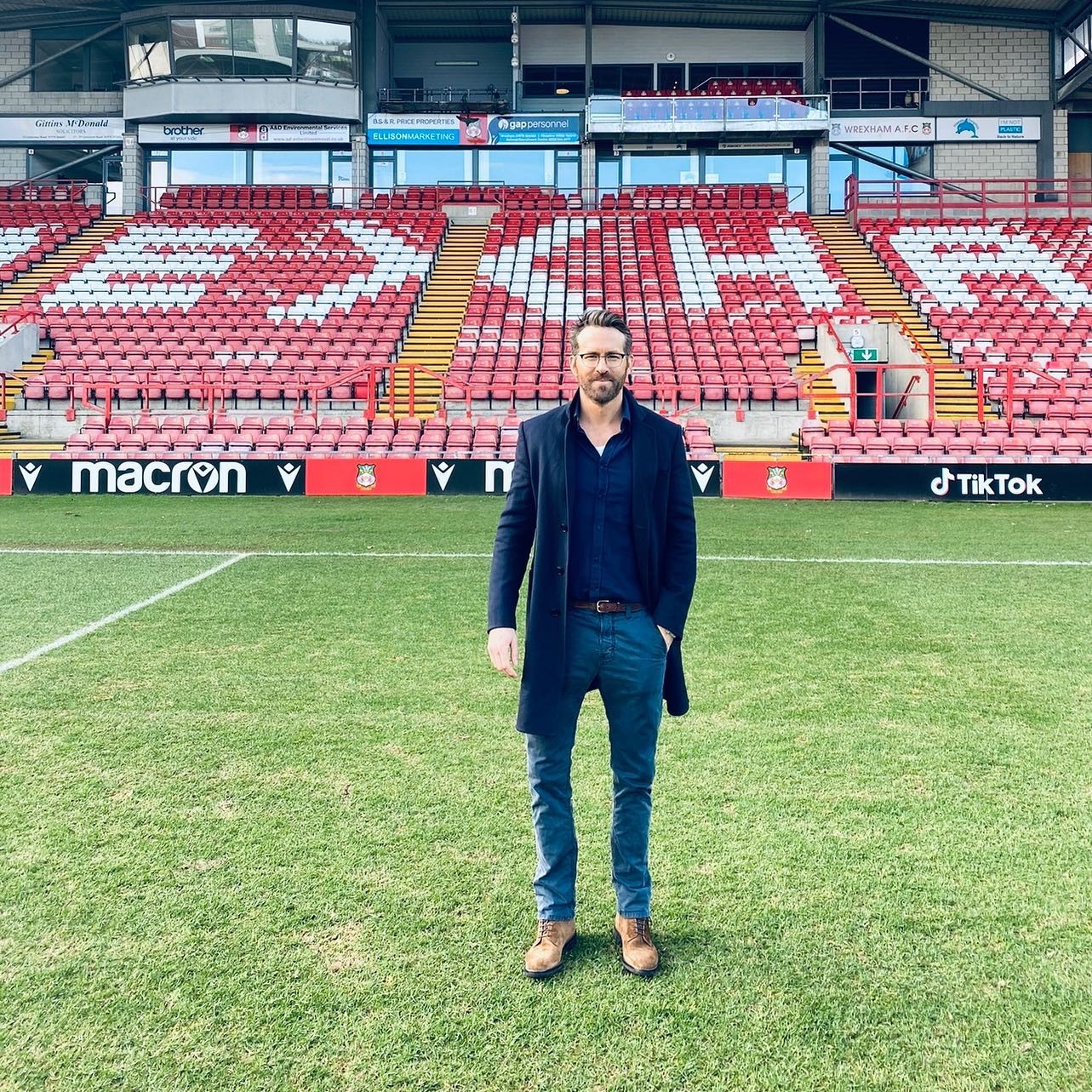 Ryan Reynolds at Wrexham AFC Stadium (Photo: Instagram Reproduction)