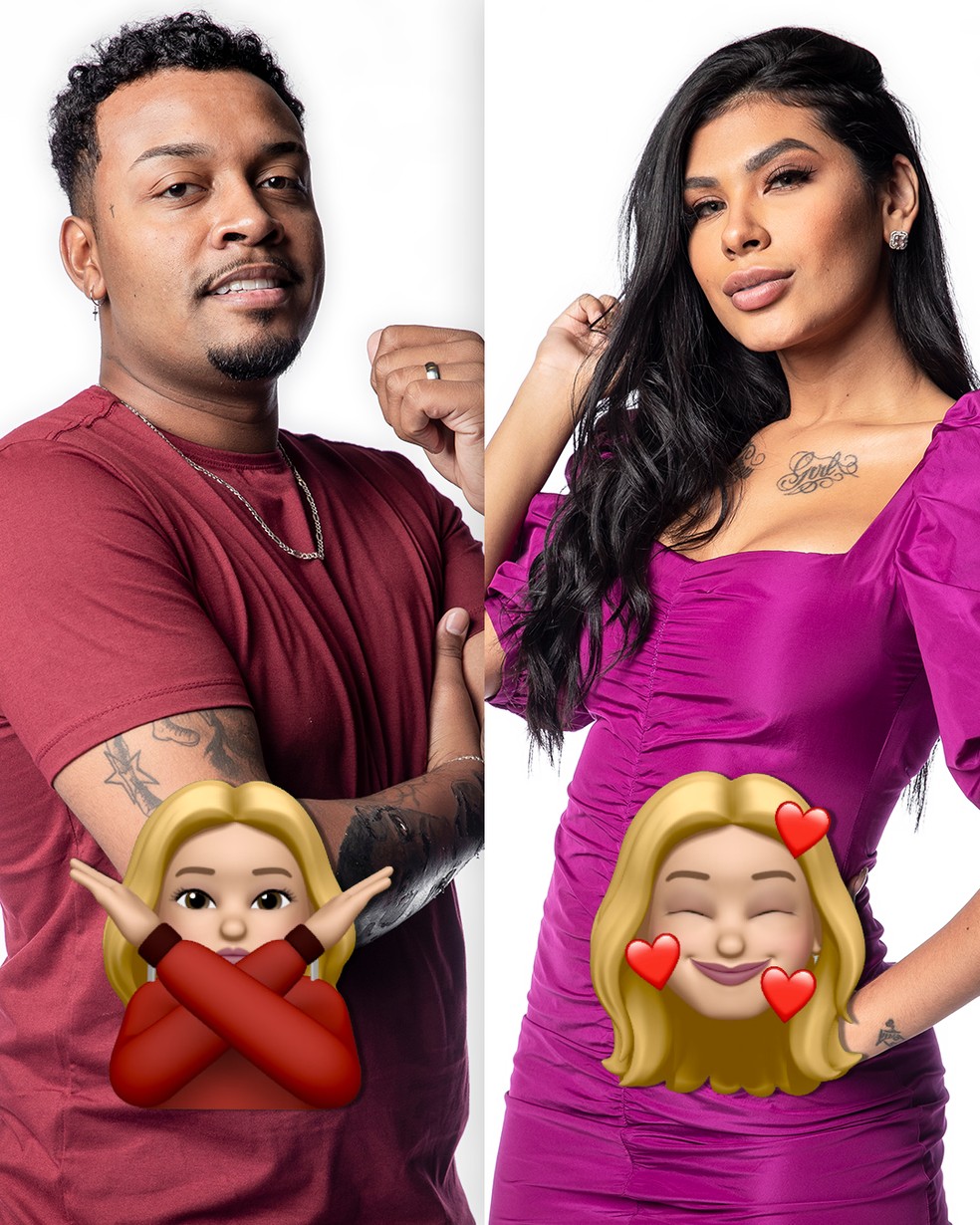 Nego Di e Pocah recebem emojis de Kerline — Foto: Globo