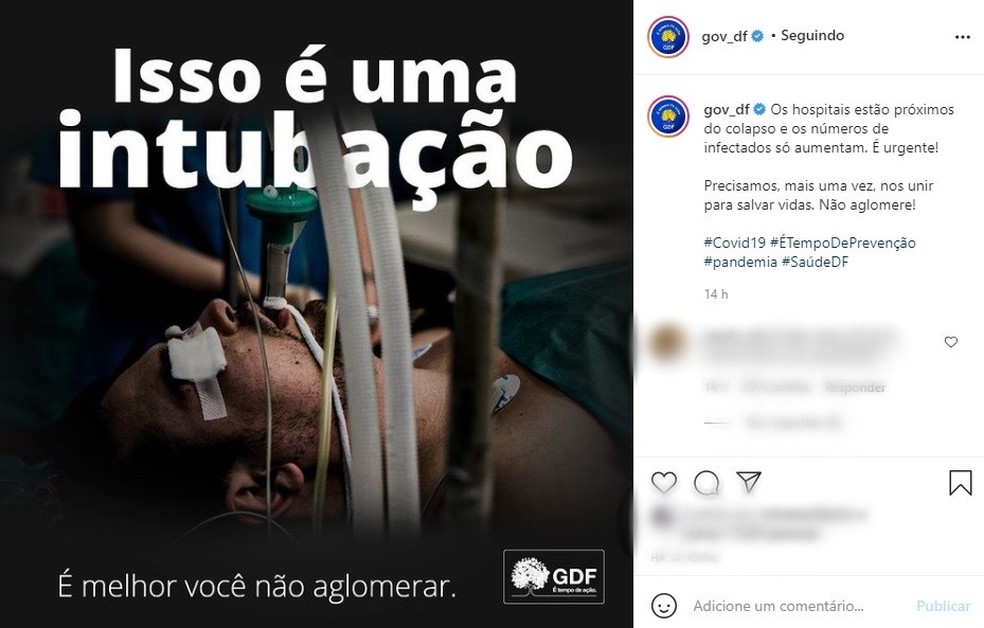 Governo do DF diz que hospitais estão próximos ao colapso — Foto: Reprodução/Instagram