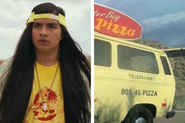 O personagem Argyle (Eduardo Franco) em Stranger Things e sua van da pizzaria (Foto: Reprodução)
