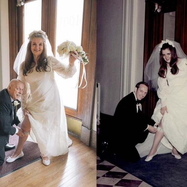 Casal recria cerimônia de casamento 50 anos depois (Foto: Reprodução / Instagram)