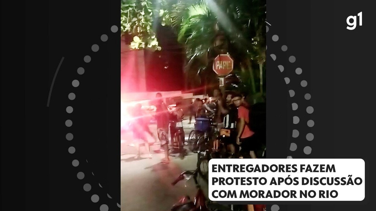 Entregadores de aplicativo fazem protesto na Gávea, Zona Sul do Rio