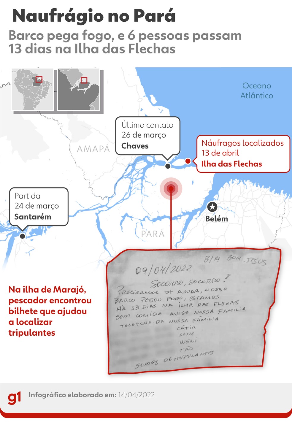 Mapa local de naufrágio embarcação no Marajó, no Pará infográfico — Foto: Arte g1