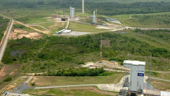 Unidade de lançamento europeia está sendo construída em solo latino-americano (Foto: STEPHANE CORVAJA via BBC News Brasil)