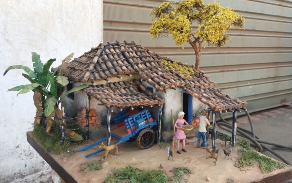 Borracheiro de Itapuranga faz paisagens do sertão em maquetes e telas