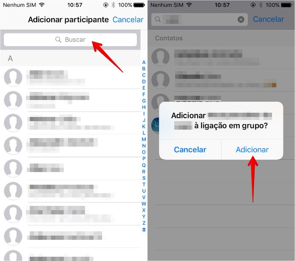 Adicionando participante à ligação (Foto: Reprodução/Helito Bijora)