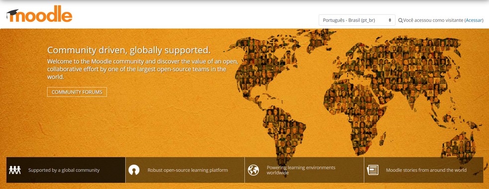 Moodle oferece ferramentas de reprodução de vídeos e fórum tira dúvidas — Foto: Reprodução/Moodle