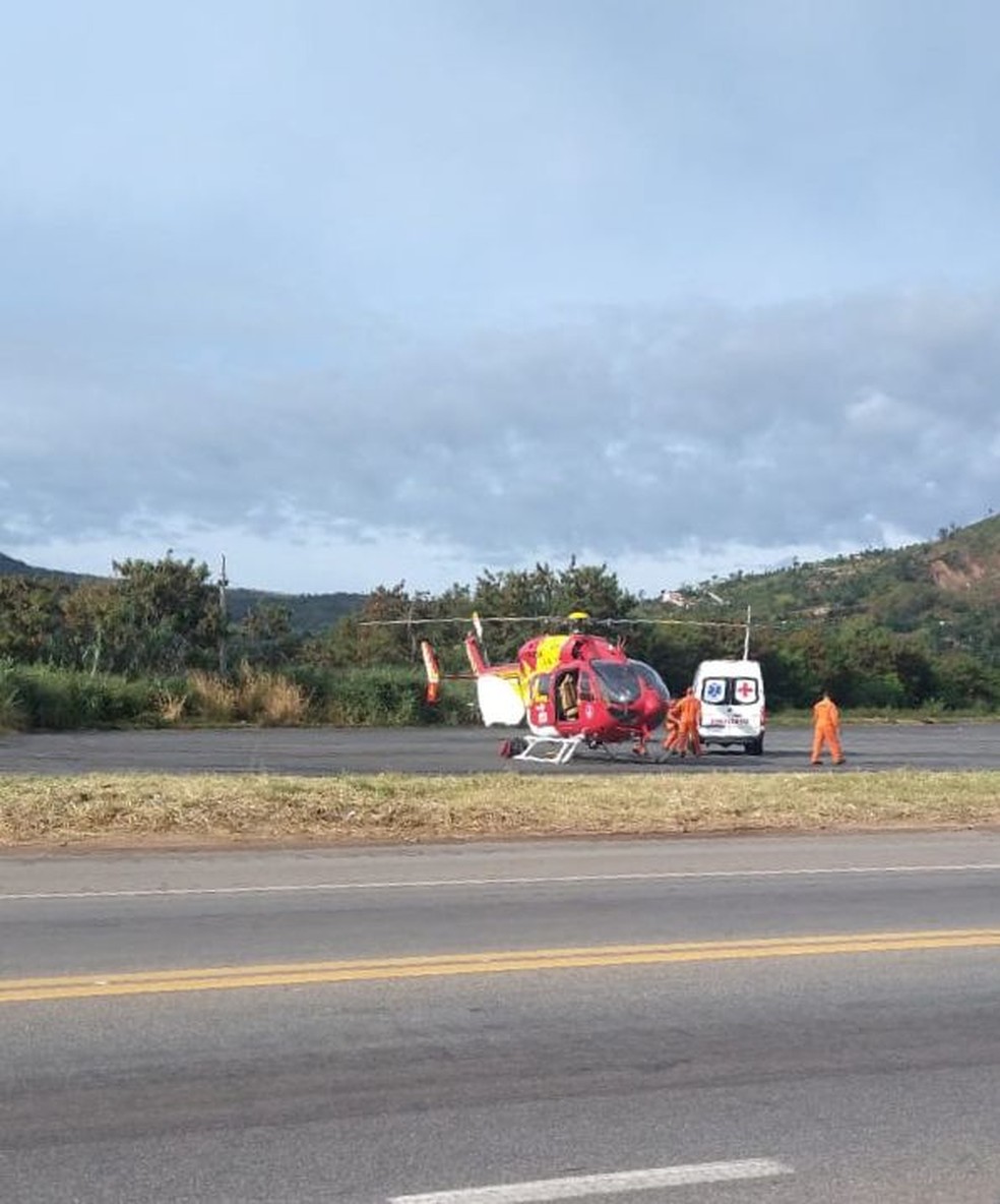 A aeronave Arcanjo 04 foi utilizada no resgate. — Foto: Corpo de Bombeiros de Minas Gerais 